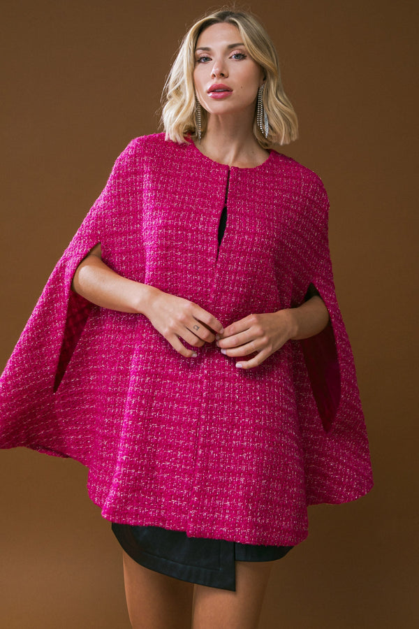sunset-dance-tweed-capelet Flying Tomato-Sophia's StyleJACKETS-1